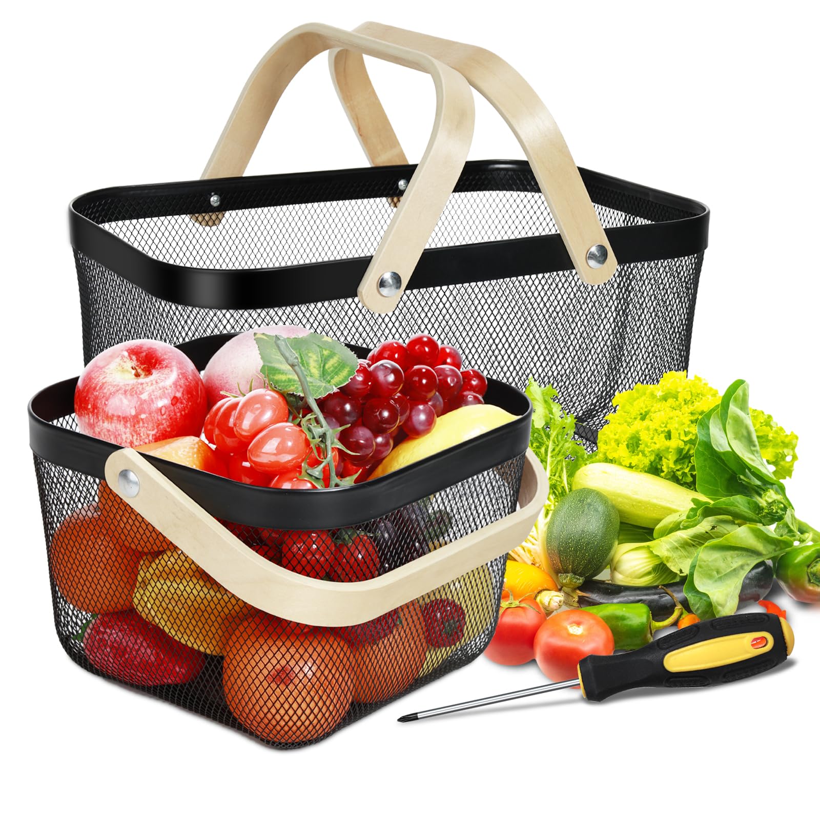 Dualshine garden harvest basket large mesh for easy harvest and transport