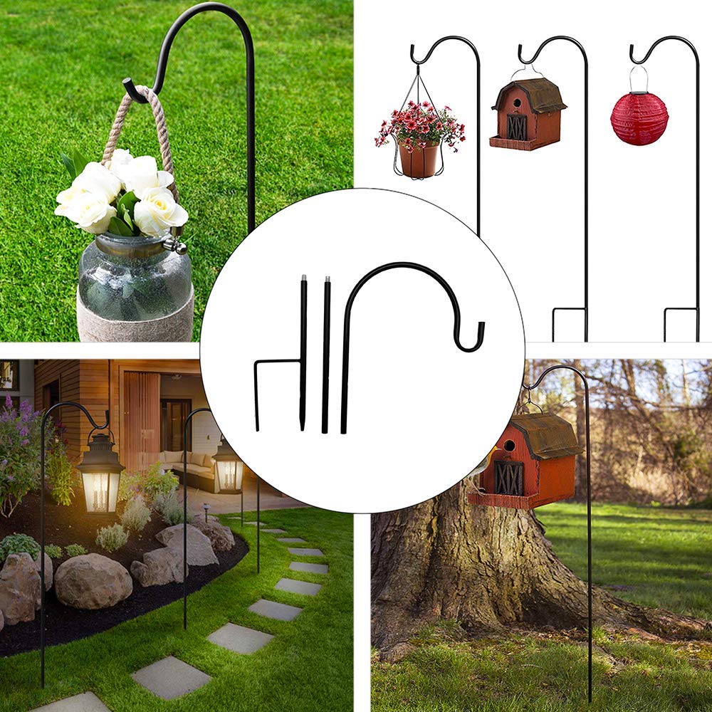 Dualshine shepherd hook keeps bird feeders secure and easy to access.