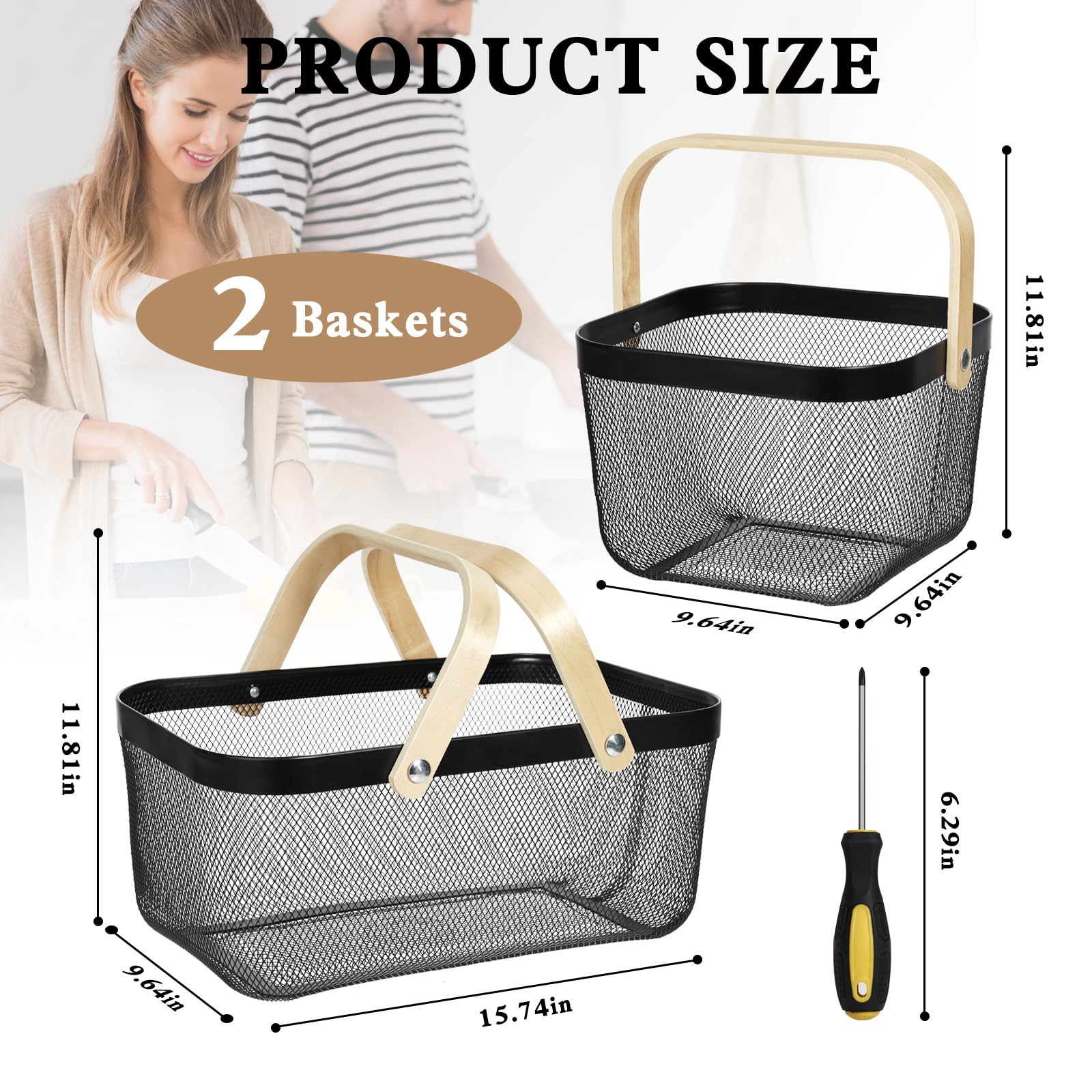 Dualshine two-pack garden baskets ready for harvest, picnic, storage