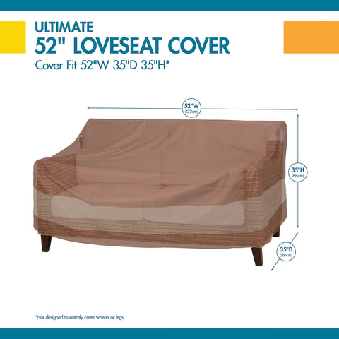 Mocha cappuccino color Duck Covers ULV543735 loveseat cover blends with outdoor spaces