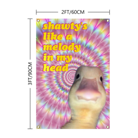 Duck Flag Shawty's Like A Melody In My Head brass grommets endure outdoor hang.