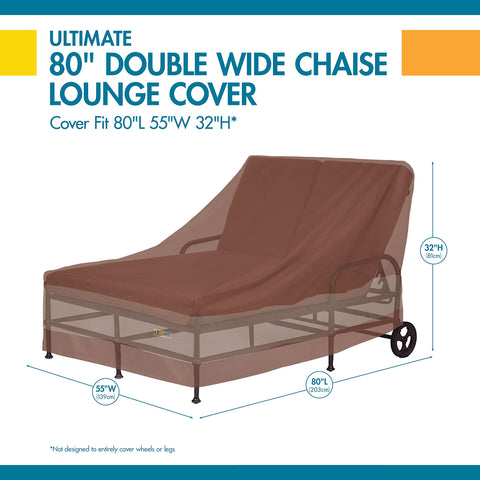 Duck Covers mocha-color chaise cover complements patio décor while protecting furniture.