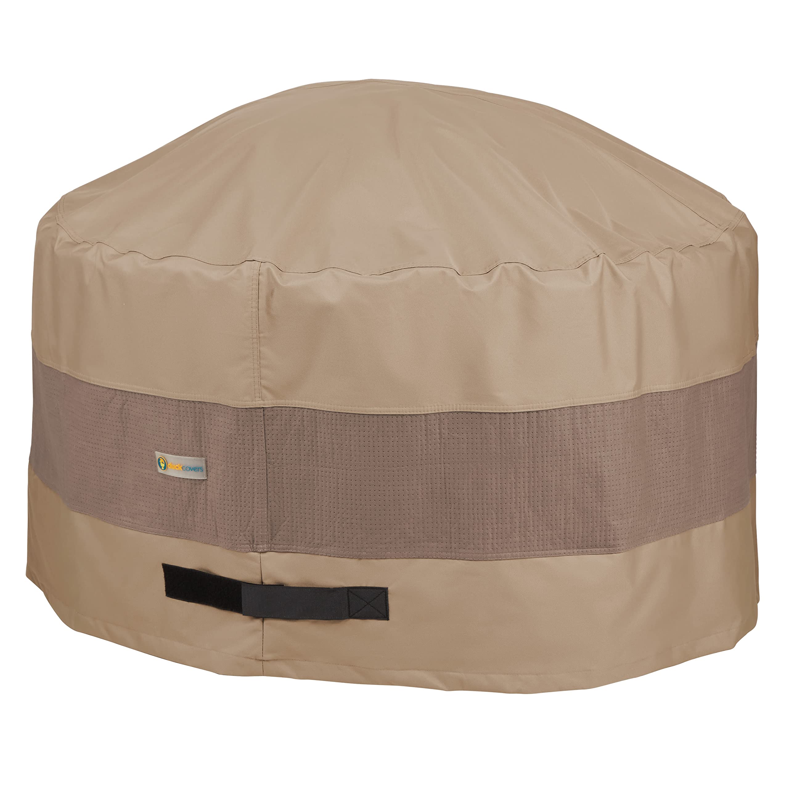 Duck Covers Elegant fire pit cover 34-inch diameter protects a round pit from rain
