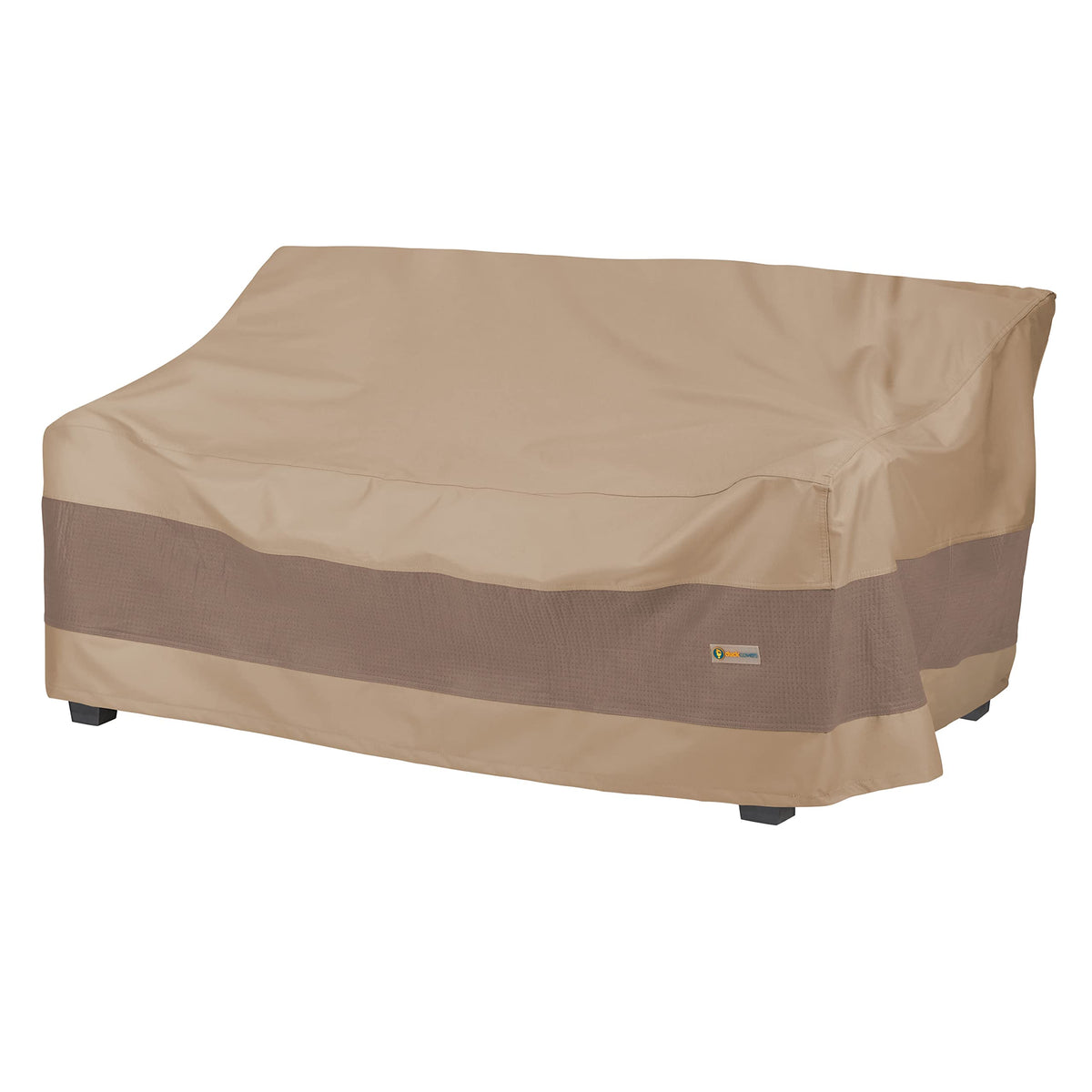 Duck Covers Elegant sofa cover front view protects a 79-inch sofa from rain and sun