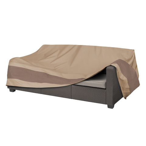 Duck Covers Elegant sofa cover side view shows durable protection for outdoor use