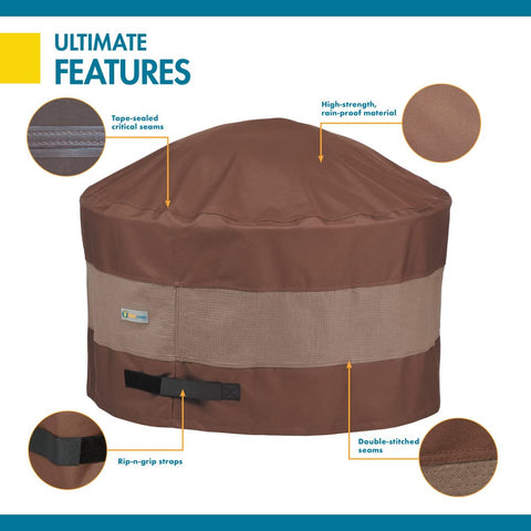 Duck Covers mocha cappuccino color blending with outdoor decor.