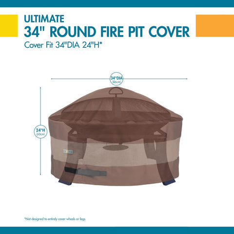 Duck Covers fire pit cover polyester base for extra durability.