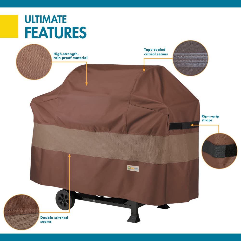 Duck Covers Ultimate Grill Cover shields against wind, snow, and dust.