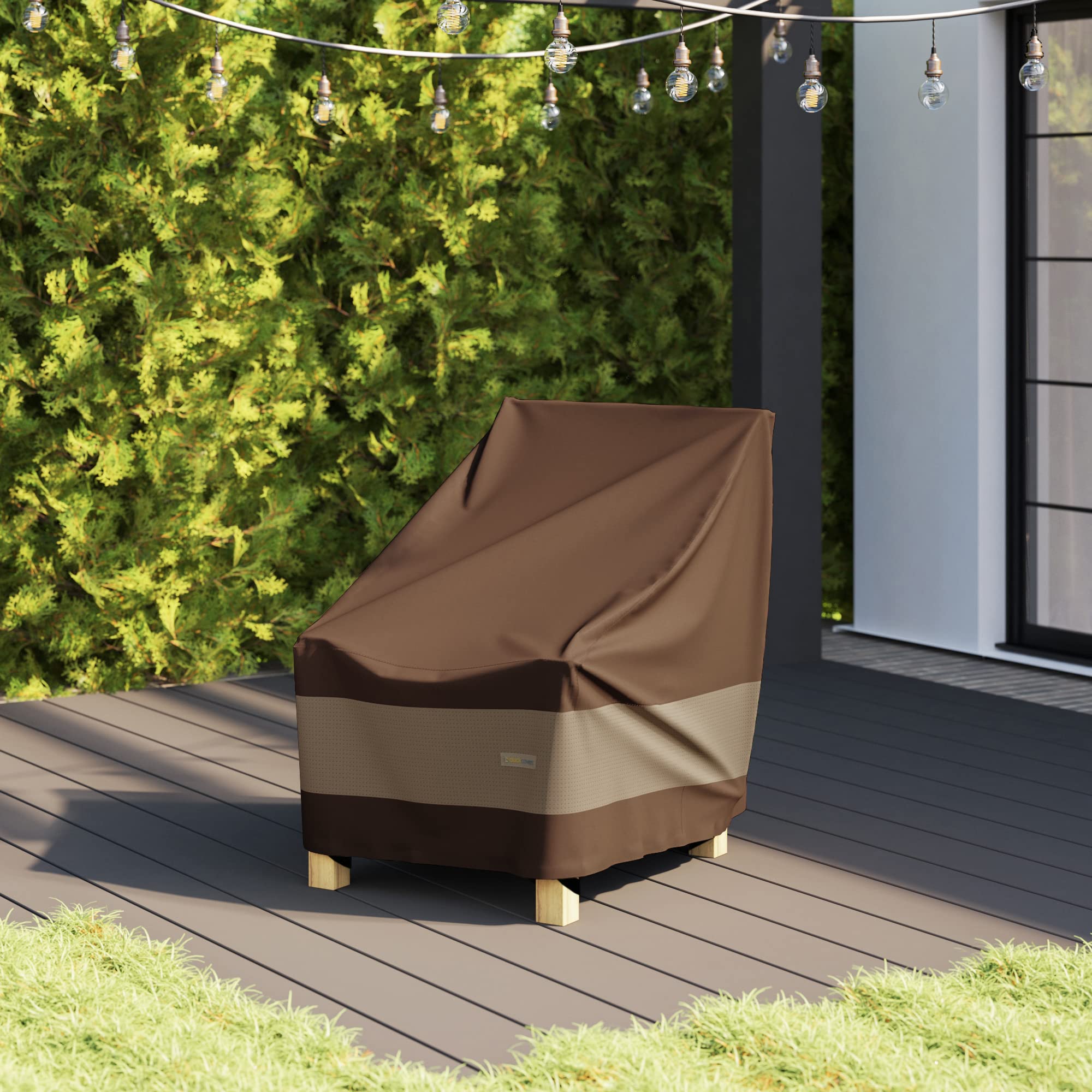 Duck Covers Ultimate waterproof Adirondack chair cover offers wind protection on breezy days