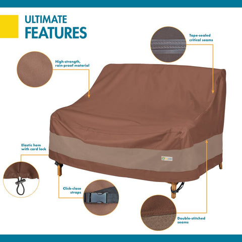 Duck Covers Ultimate Waterproof Loveseat Cover shows fit for 58W x 40D x 35H loveseats.