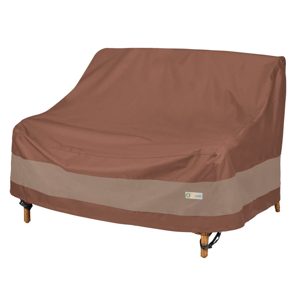 Duck Covers Ultimate Waterproof Loveseat Cover front view protects from rain and sun.