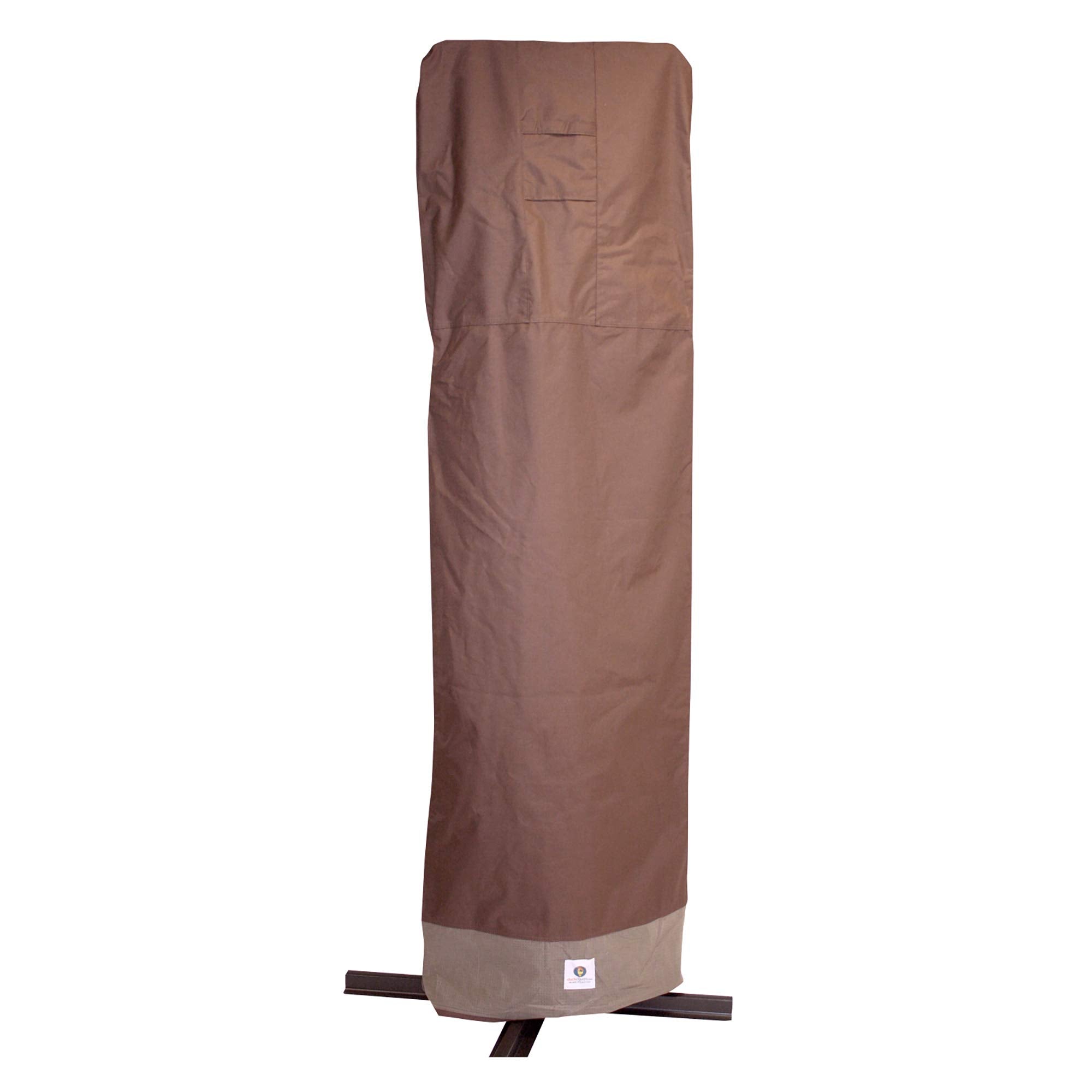Duck Covers ultimate waterproof offset umbrella cover in mocha shade protects from rain and dust.