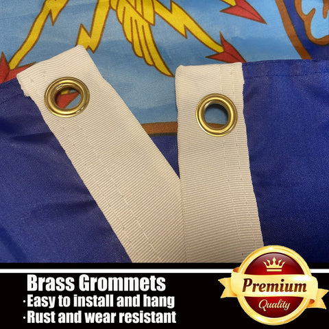 Ducuh flag features brass grommets for secure mounting and easy setup.