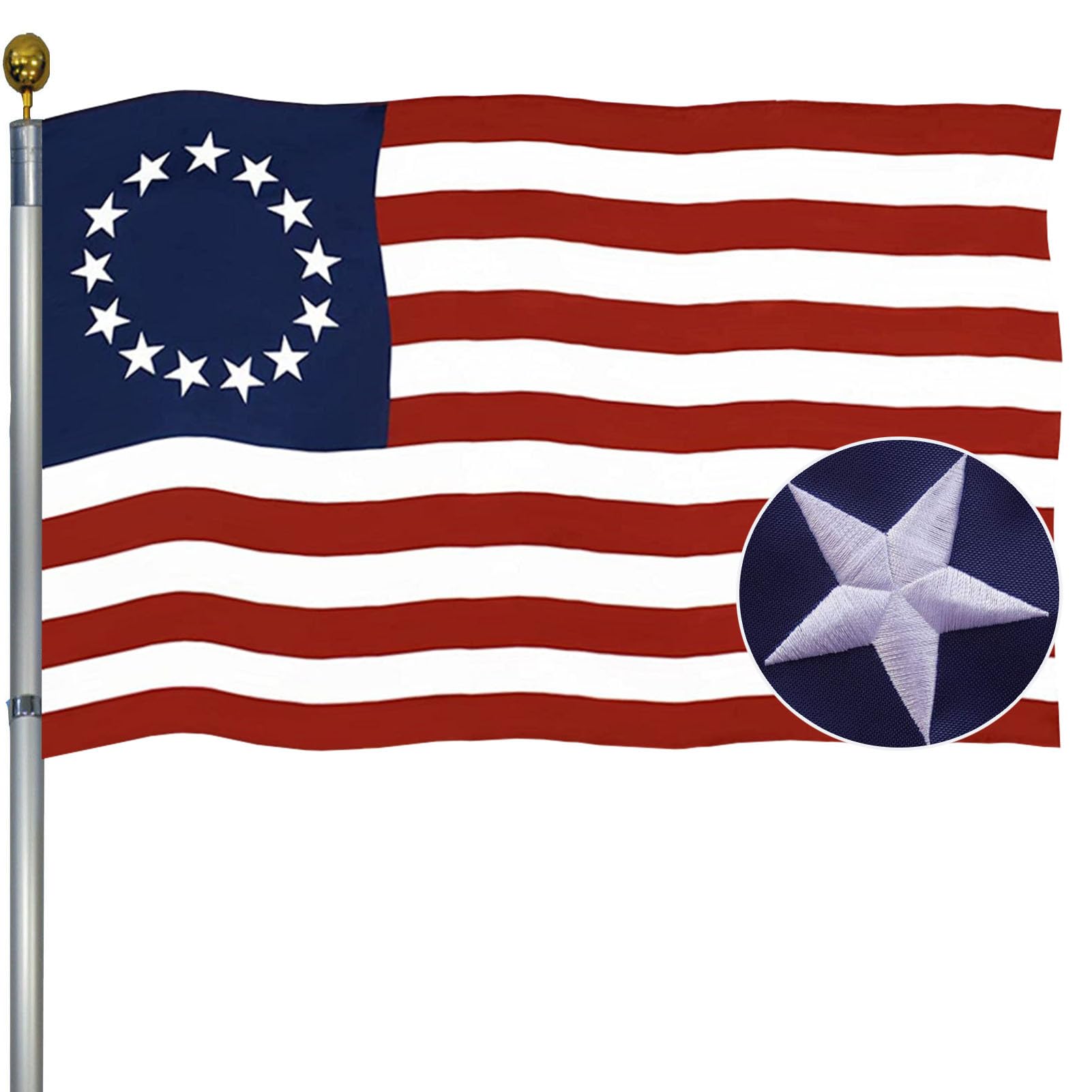 Ducuh Betsy Ross flag 3x5 outdoor, vivid colors for porch or yard.