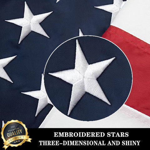 Ducuh Betsy Ross flag embroidery detail, premium craftsmanship.