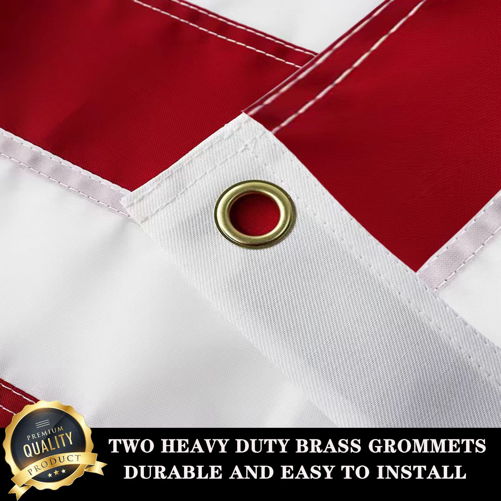 Ducuh Betsy Ross flag four-striped stitching and durable seams.