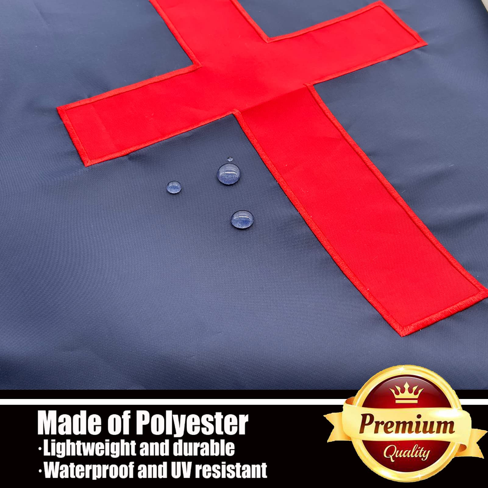 Ducuh cross flag with two brass grommets for easy mounting.