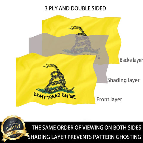 Ducuh Don't Tread on Me flag 3x5 with premium polyester for long-lasting color.