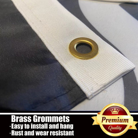 ducuh No Shoes Nation flag close look at brass grommets for installation