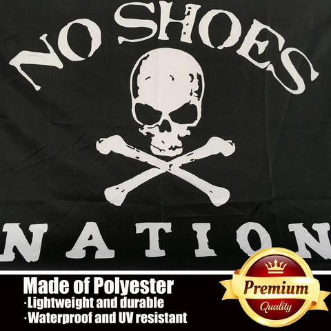 ducuh No Shoes Nation flag double-sided 3-ply construction for clear visibility