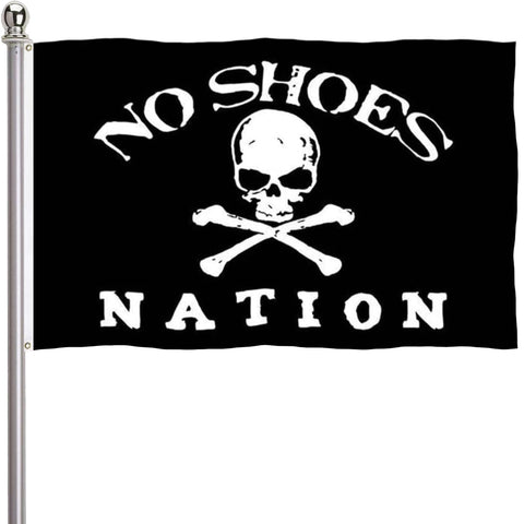 ducuh No Shoes Nation flag front view with vivid colors for outdoor display
