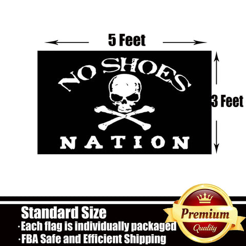 ducuh No Shoes Nation flag in use on an outdoor wall for bold statement
