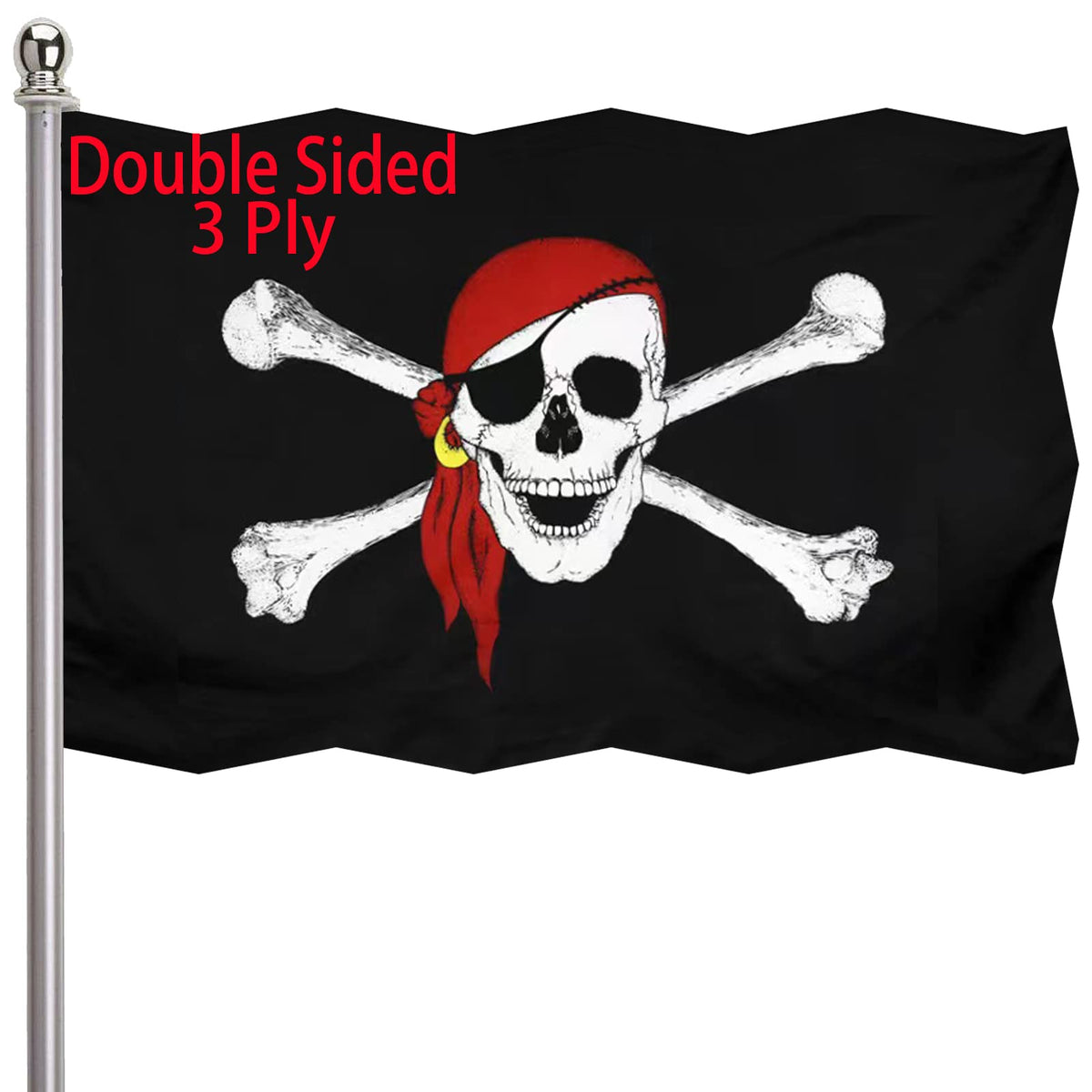 Ducuh pirate flag double-sided design fluttering for outdoor display.