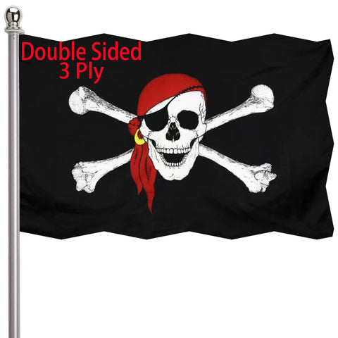Ducuh pirate flag double-sided design fluttering for outdoor display.