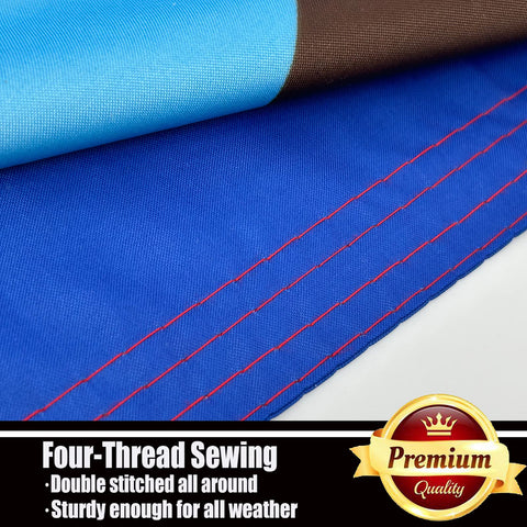 ducuh Progress Pride flag measures 3x5 feet for versatile indoor or outdoor use.