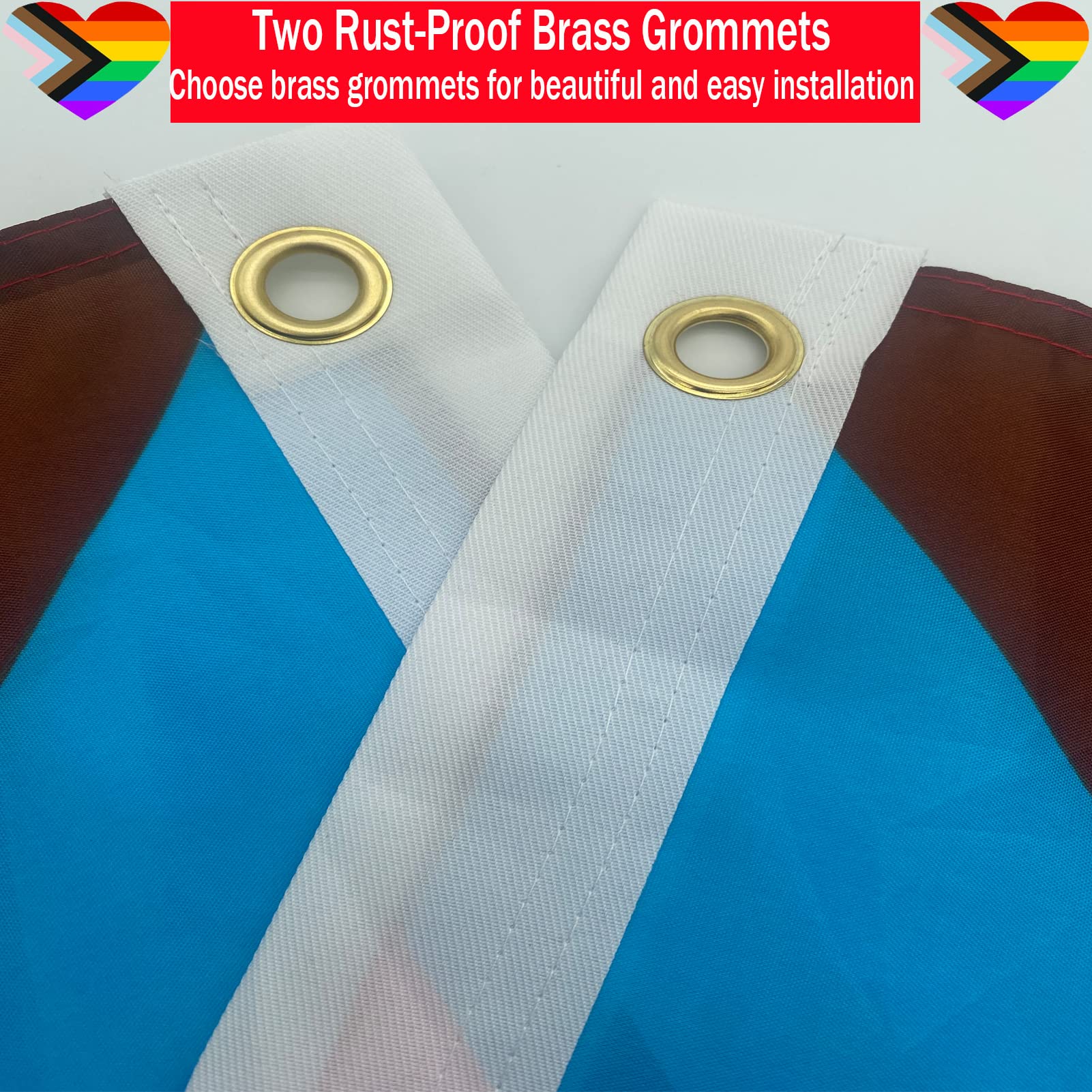 Ducuh Progress Pride flag uses UV-resistant pigments for bright long-lasting colors.