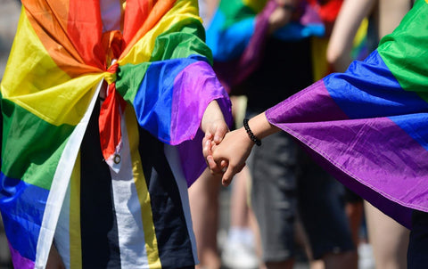 Ducuh Progress Pride flag gracefully waves in the breeze for outdoor use.
