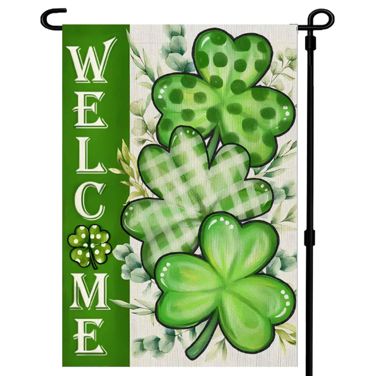 ducuh St Patrick's Day flag double-sided shamrock enhances outdoor curb appeal.