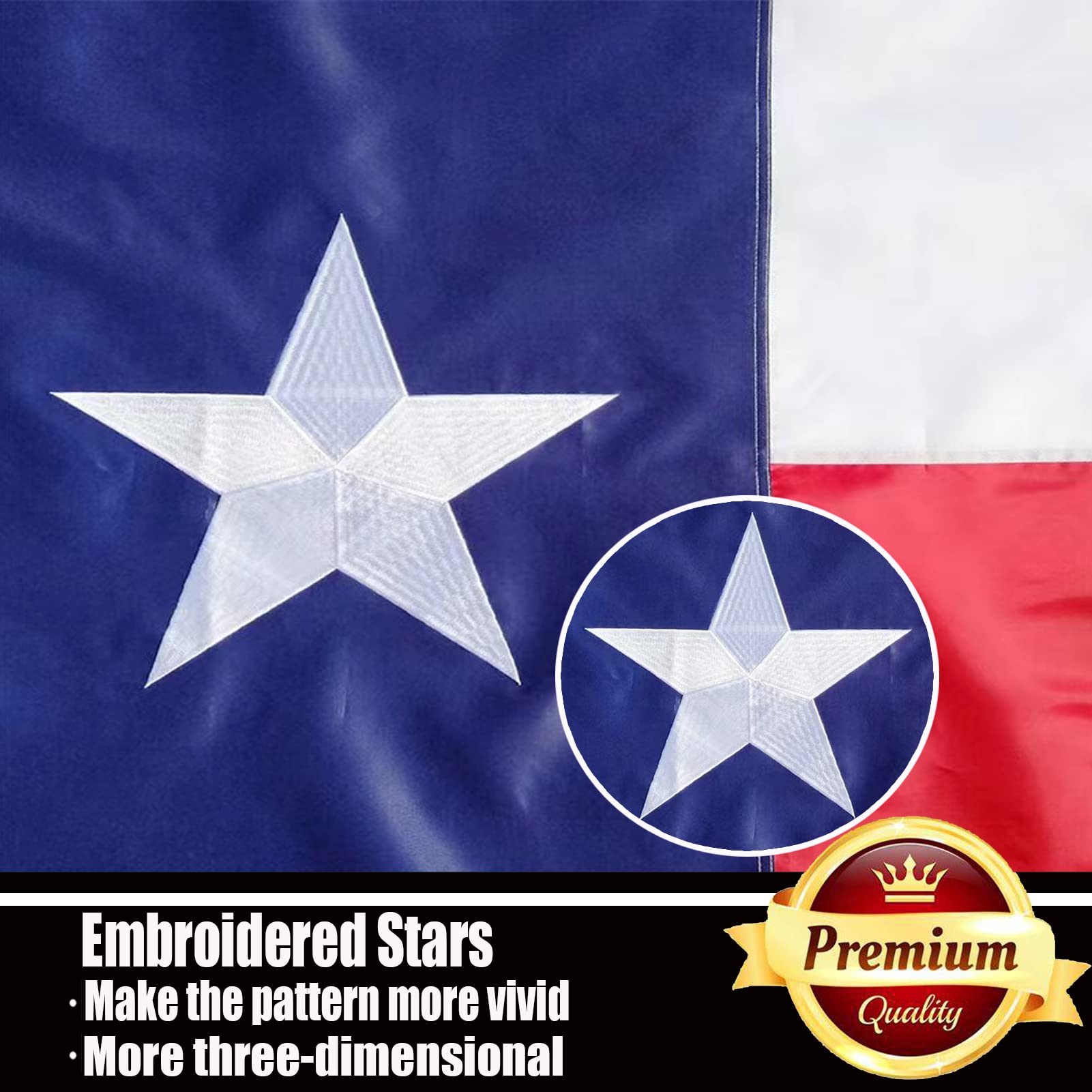 Ducuh Texas flag 3x5 with sewn stripes ensures crisp lines outdoors.