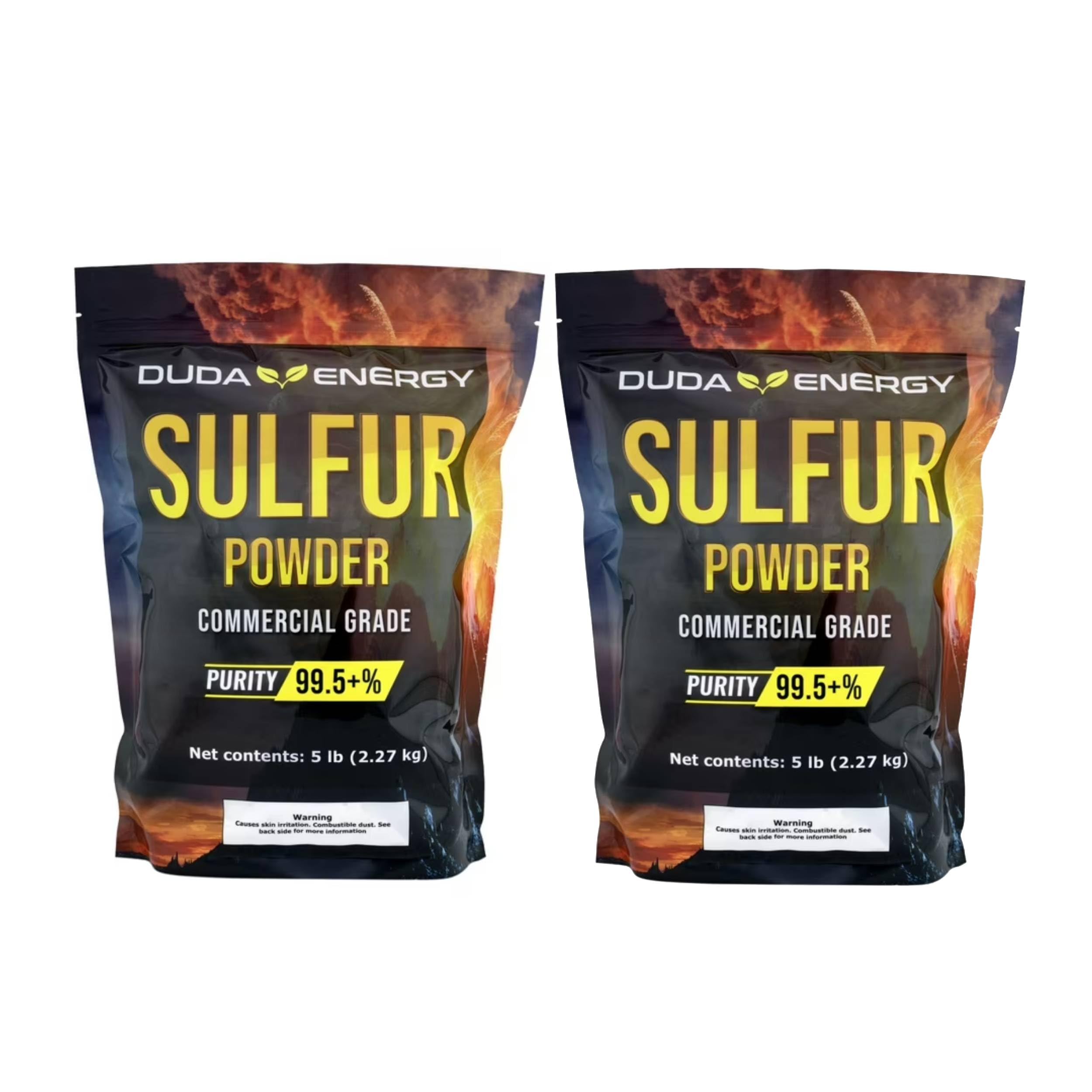 Duda Energy yellow sulfur powder bag ideal for soil pH adjustment and industrial use