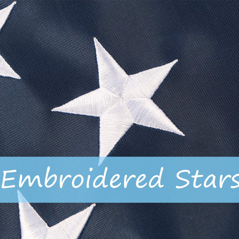 Duduta embroidered stars flag: high-density stars for a premium patriotic look.