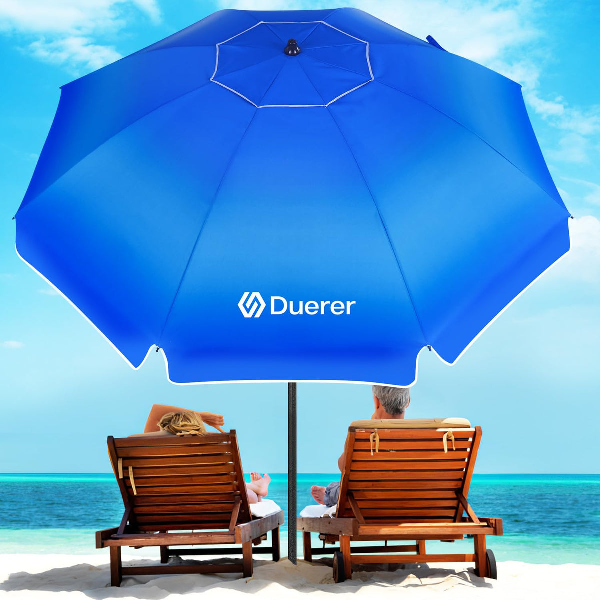 Duerer beach umbrella 8.5ft windproof design for steady shade on windy shores