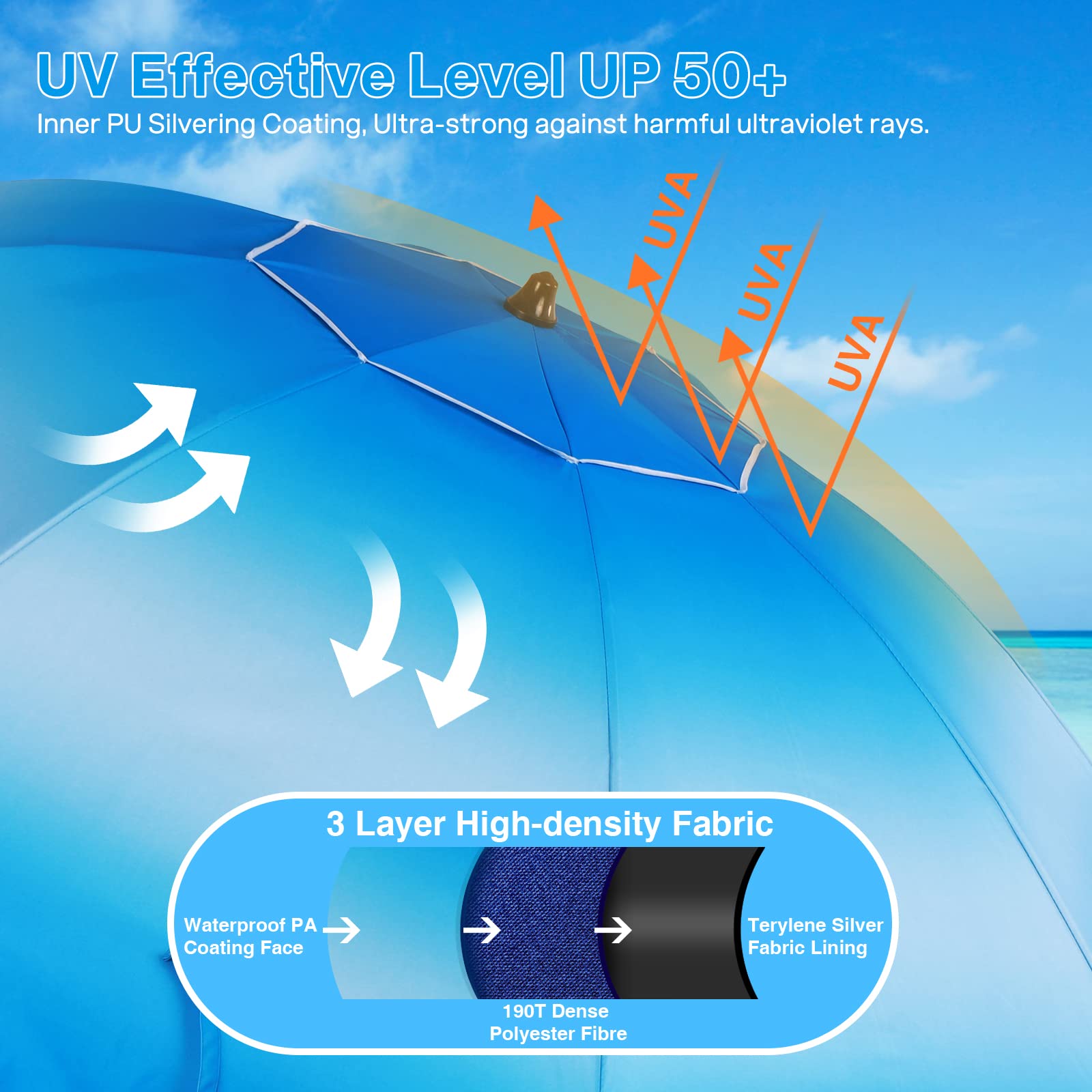 Duerer anchor ground plug securing umbrella against wind on the beach