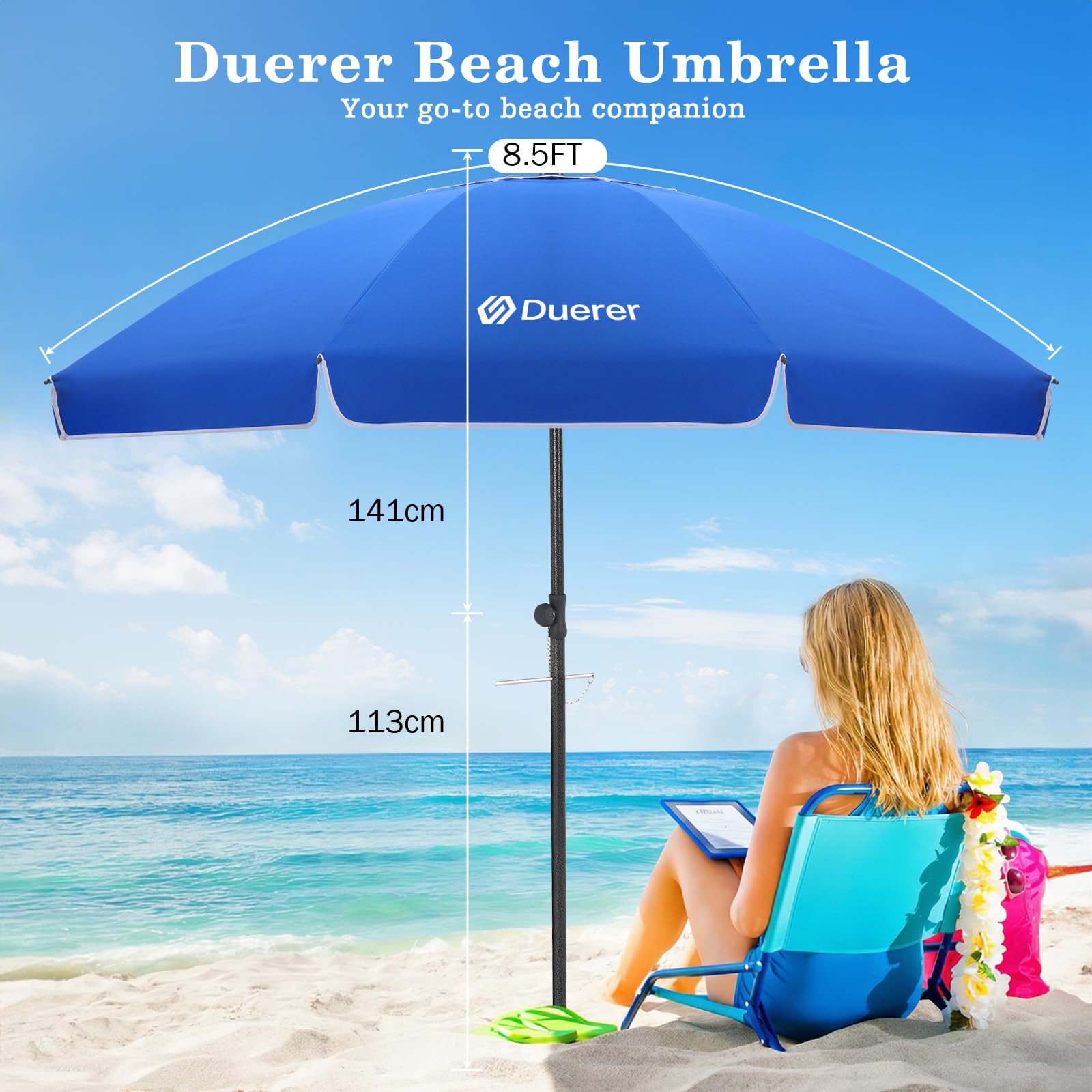 Duerer umbrella with silver coating offers UPF50+ sun protection and cooling shade