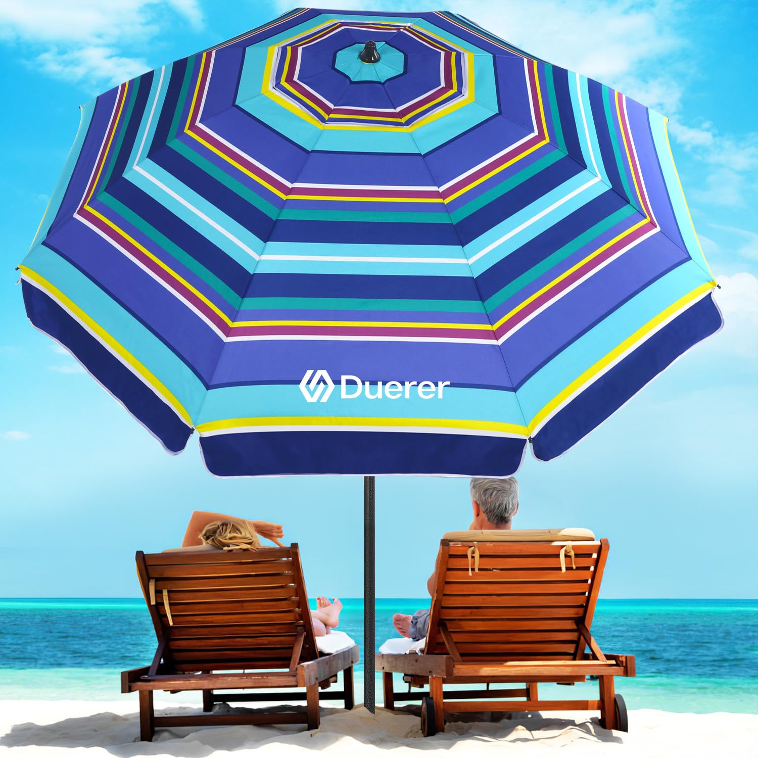 Duerer beach umbrella windproof frame provides stable shade on windy beaches
