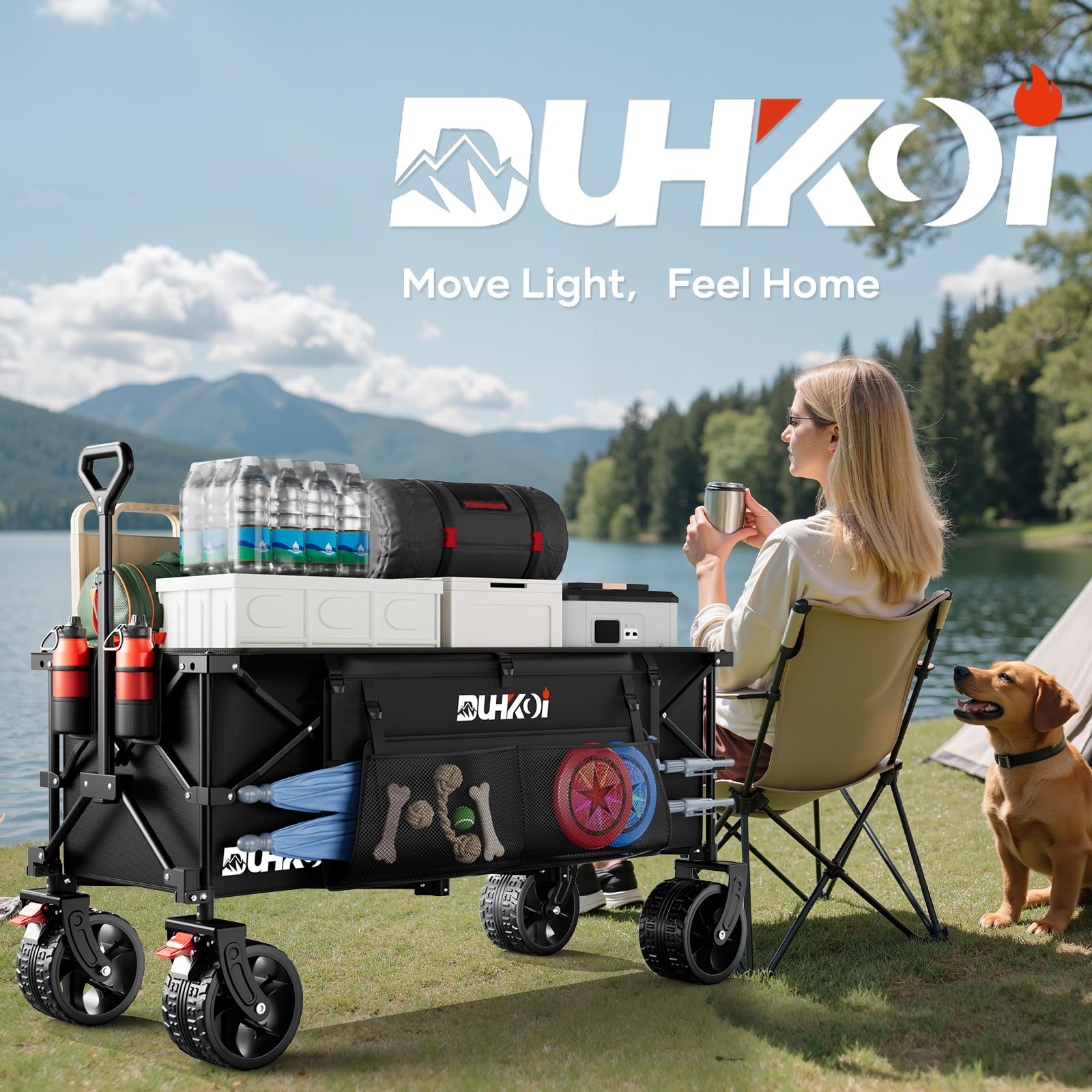 DUHKOI wagon available in Black, Rose Pink, and Light Blue for style and practicality.