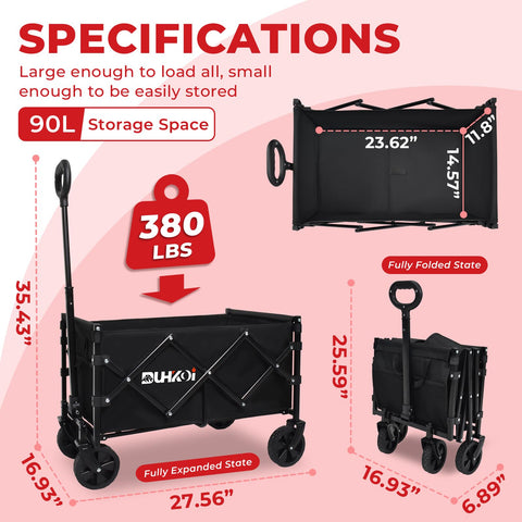 DUHKOI folding wagon compact storage fits in apartment cabinets and car trunks