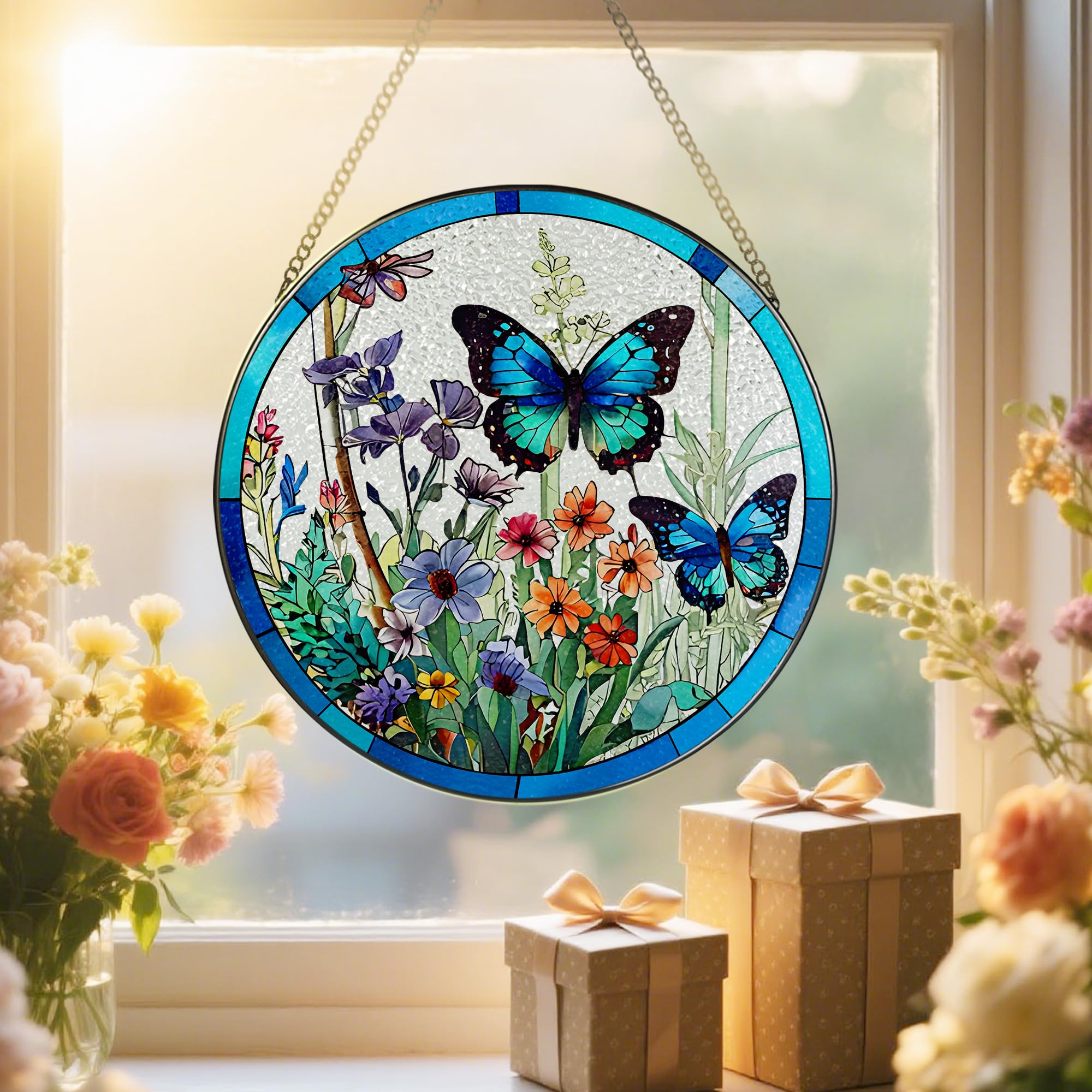 DUJITODOH decorative suncatcher with premium diamond glass resists fading over time