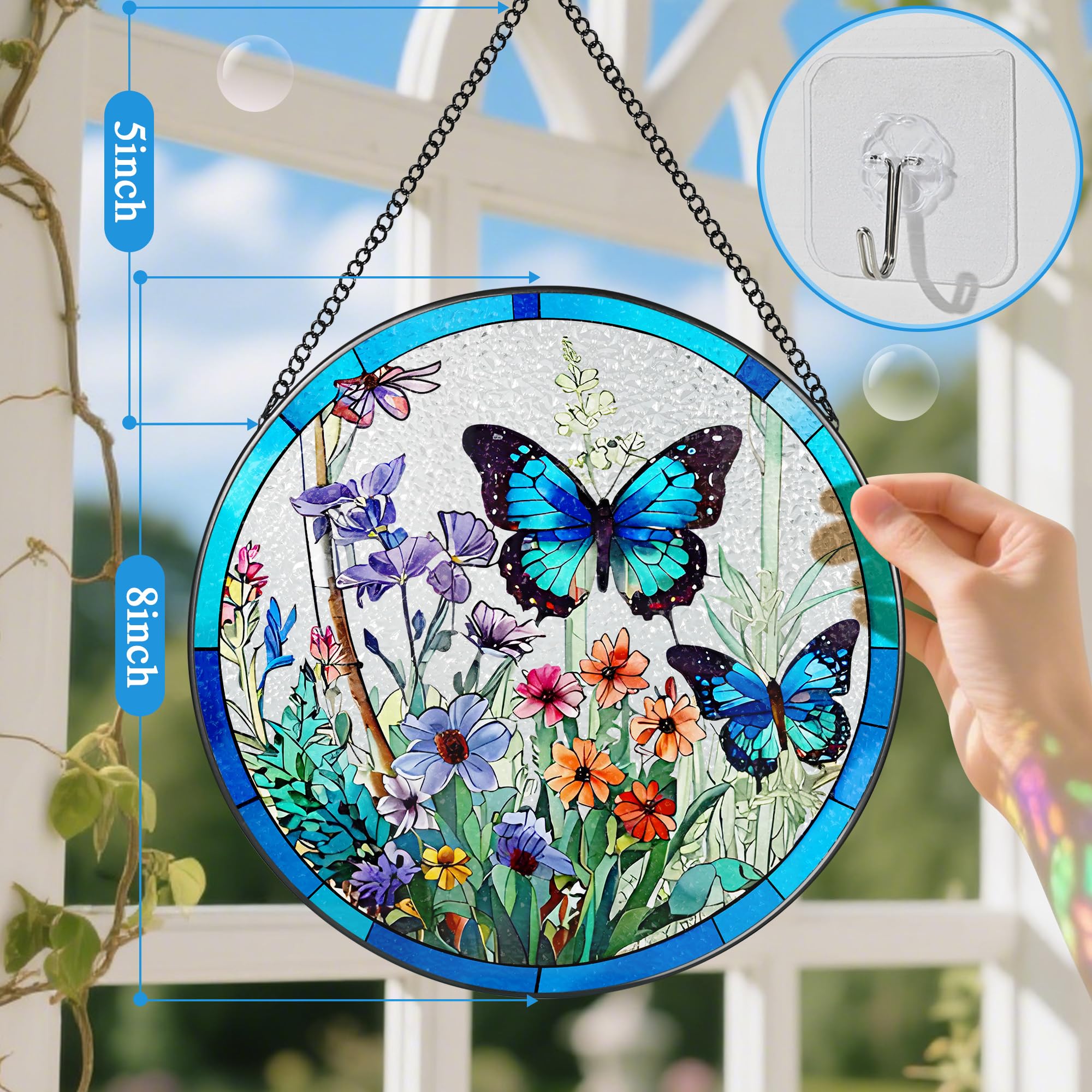 DUJITODOH butterfly suncatcher adds cheerful color to interiors when sunlight passes through