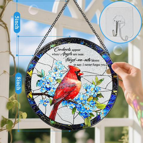 DUJITODOH Cardinal suncatcher 8-inch adds vivid glass art to sunlit rooms.
