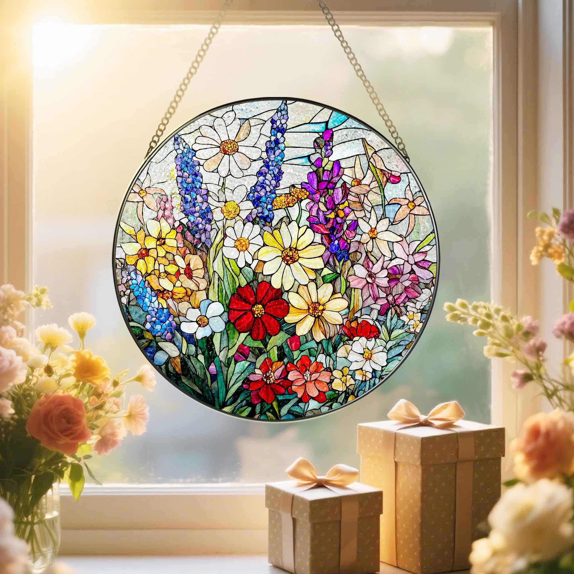 DUJITODOH Gift-ready wildflower suncatcher ideal for florists and moms.
