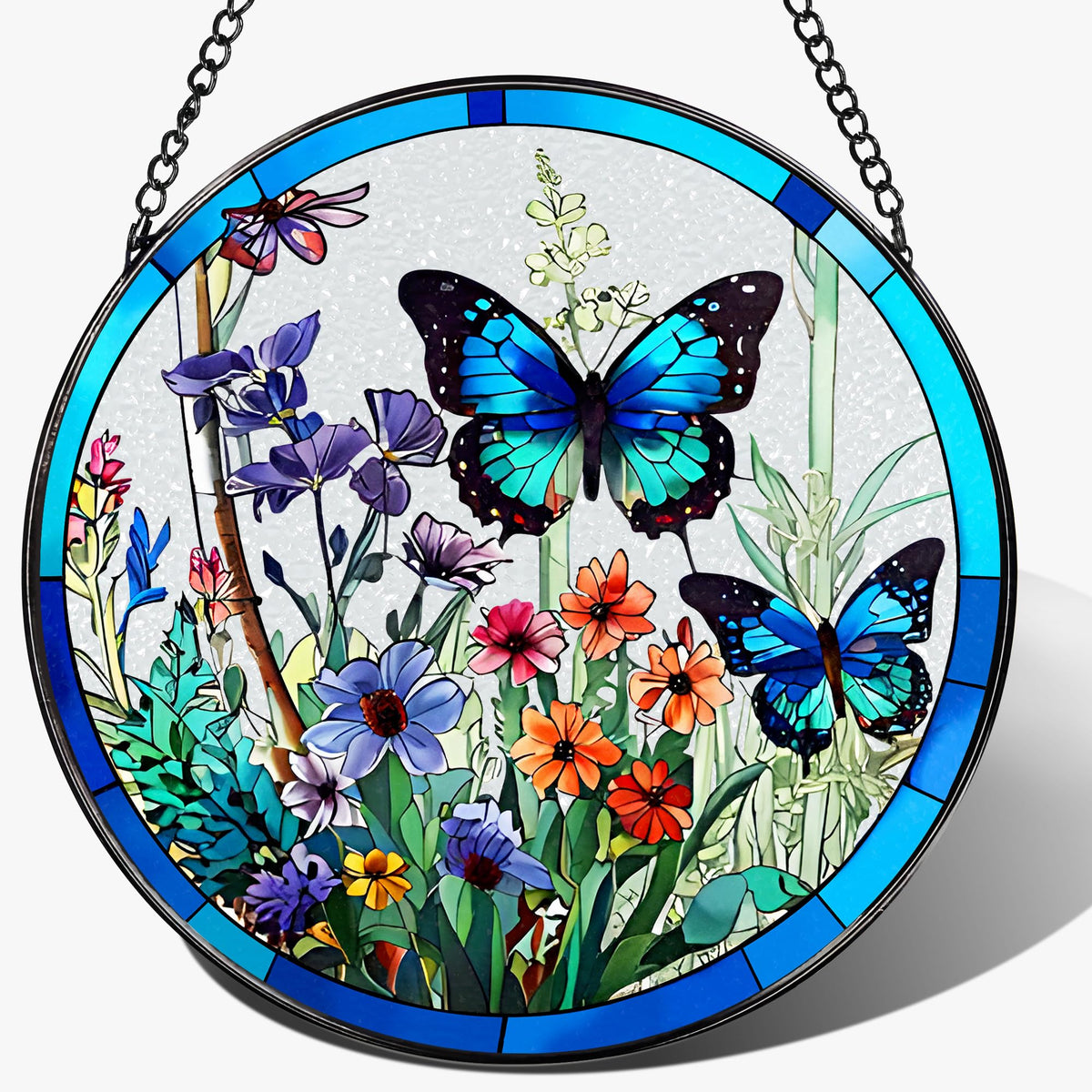 DUJITODOH stained glass butterfly suncatcher brightens windows with colorful light patterns