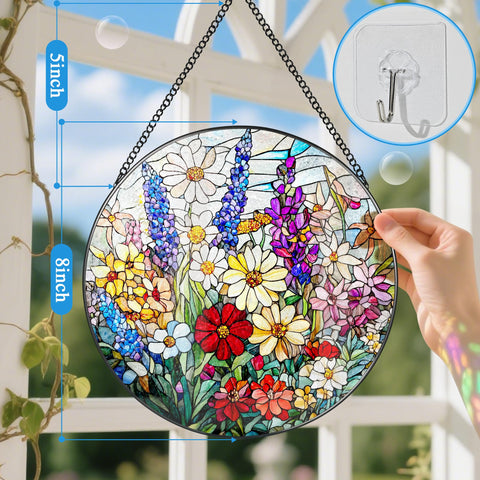 DUJITODOH Wildflower window decor suncatcher brings warm sunny patterns.