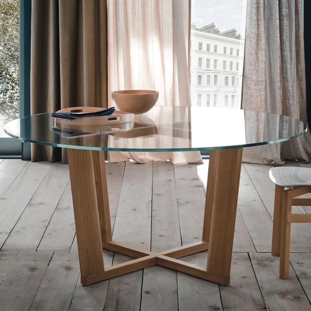 Dulles Glass round top with flat polished edge for a clean look