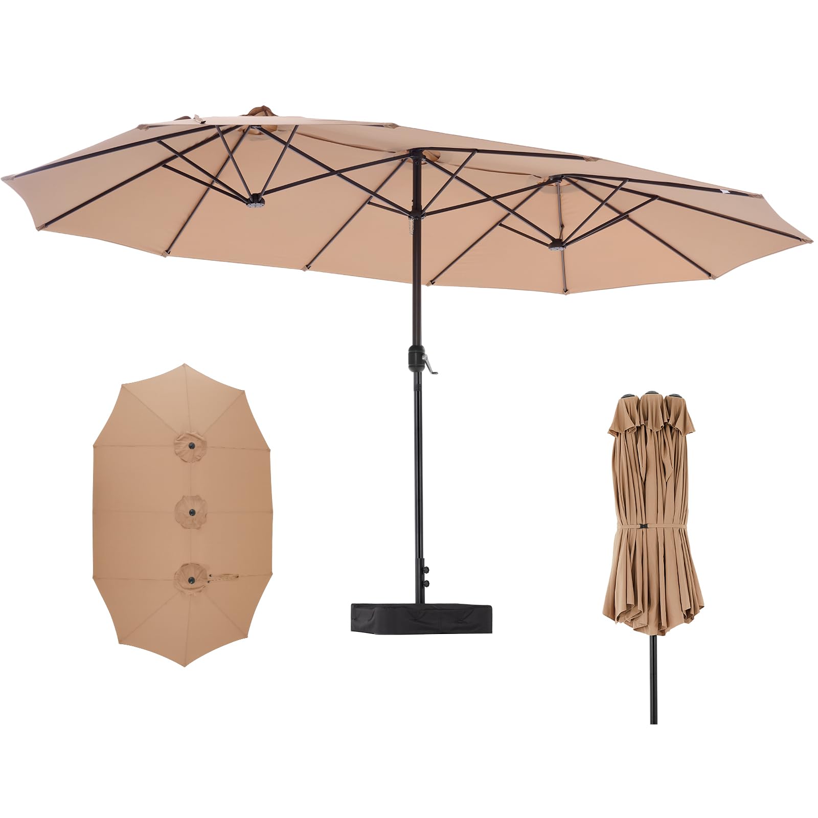 DUMOS 15ft patio umbrella base included shielding dining area from sun