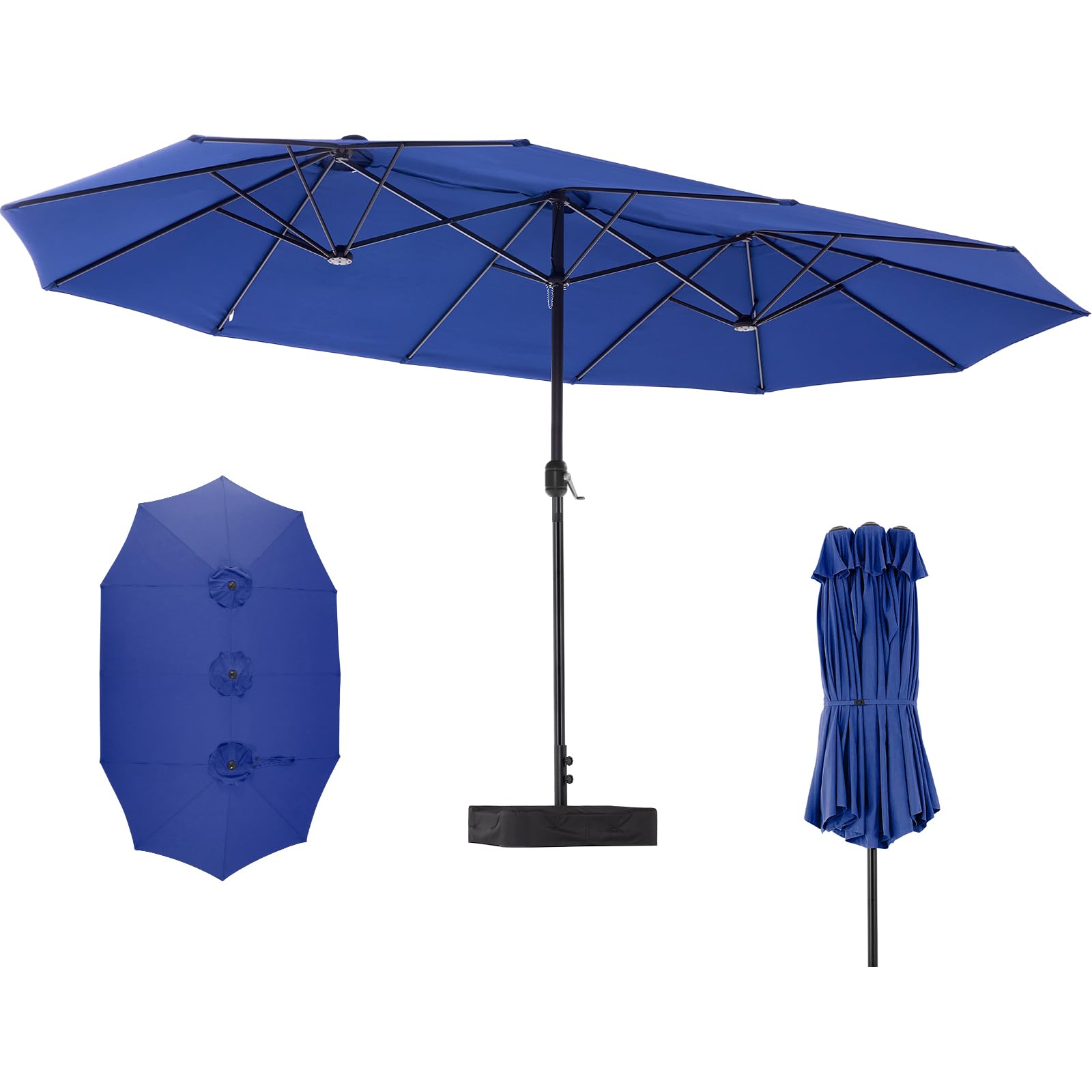 DUMOS 15ft rectangle umbrella top view shows wide shade for outdoor gatherings.
